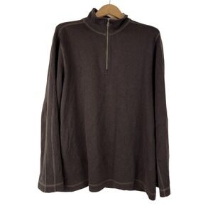 Banana Republic Mens Sweater Brown Long Sleeve 1/4 Zip Cotton Size Large